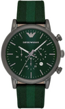 Emporio Armani Luigi XLarge Chronograph Green Dial Green Fabric Strap Watch for Men - AR1950
