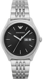 Emporio Armani Zeta Black Dial Silver Steel Strap Watch for Men - AR1977