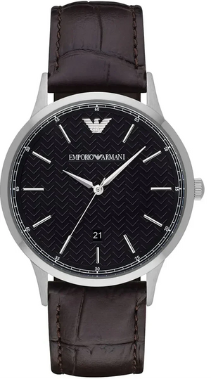 Emporio Armani Renato Large Black Dial Brown Leather Strap Watch for Men - AR2480
