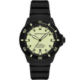 Emporio Armani Sea Explorer Automatic Yellow Dial Black Silicone Strap Watch For Men - AR60085