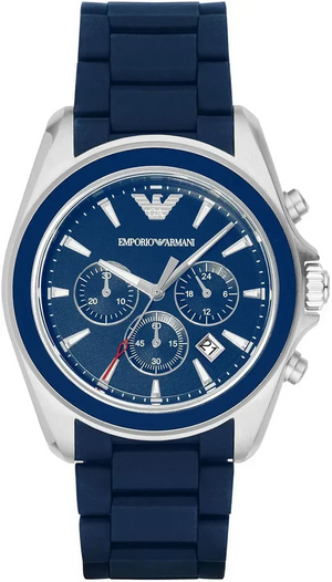 Emporio Armani Sigma Chronograph Blue Dial Blue Silicone Strap Watch for Men - AR6068