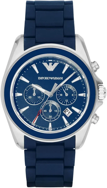 Emporio Armani Sigma Chronograph Blue Dial Blue Silicone Strap Watch for Men - AR6068