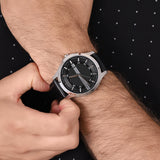 Armani Exchange Hampton Chronograph Black Dial Black Leather Strap Watch For Men - AX2101