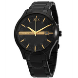 Armani Exchange Hampton Chronograph Black Dial Black Steel Strap Watch For Men - AX2413