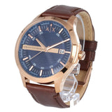 Armani Exchange Hampton Chronograph Blue Dial Brown Leather Strap Watch For Men - AX2172