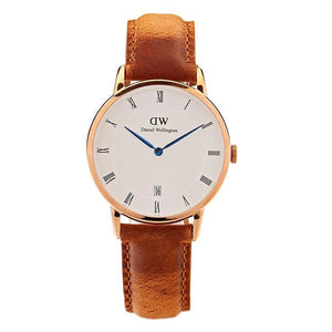 Daniel Wellington Dapper Durham White Dial Brown Leather Strap Watch For Women - DW00100113