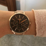 Hugo Boss Symphony Grey Dial Gold Mesh Bracelet Watch for Women - 1502424