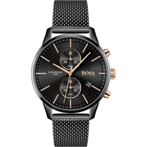 Hugo Boss Associate Chronograph Black Dial Black Mesh Bracelet Watch for Men - 1513811