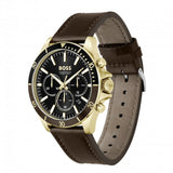 Hugo Boss Troper Chronograph Black Dial Brown Leather Strap Watch For Men - 1514100