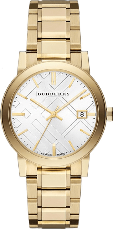 Burberry The City Silver Dial Gold Steel Strap Unisex Watch - BU9003