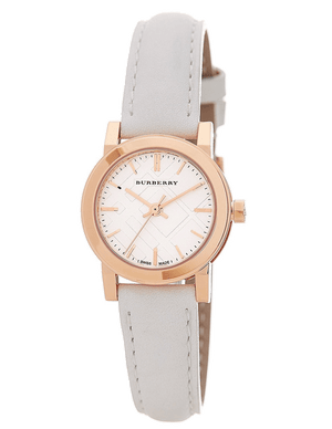 Burberry The City White Dial White Leather Strap Watch for Women - BU9209