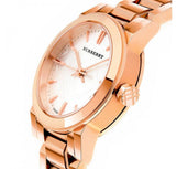 Burberry The City White Dial Rose Gold Steel Strap Watch for Women - BU9204