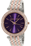 Michael Kors Darci Purple Dial Two Tone Steel Strap Watch for Women - MK3353
