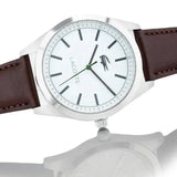 Lacoste Edmonton White Dial Brown Leather Strap Watch for Men - 2010893