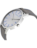 Calvin Klein City Silver Dial Grey Leather Strap Watch for Men - K2G211Q4
