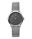 Calvin Klein Minimal Grey Dial Silver Mesh Bracelet Watch for Women - K3M2212X
