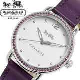 Coach Delancey White Dial Purple Leather Strap Watch for Women - 14502886