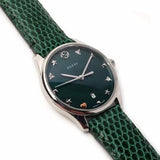 Gucci G-Timeless Green Mother of Pearl Dial Green Leather Strap Watch For Women - YA126585