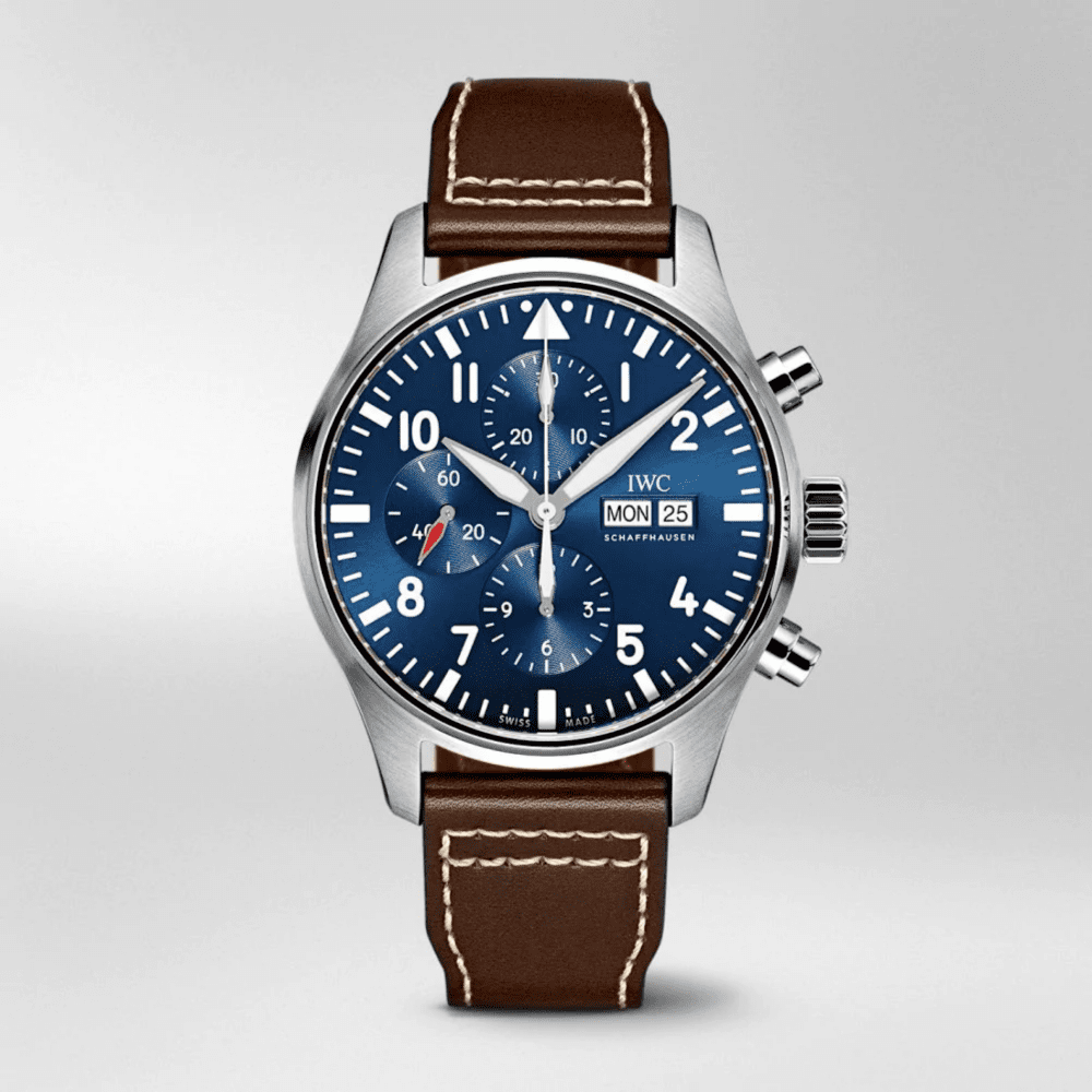 IWC Pilot’s Watch Chronograph Edition “Le Petit Prince” Blue Dial Brown Leather Strap Watch for Men - IW377714