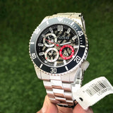 Guess Axle Multifunction Black Dial Silver Steel Strap Watch For Men - GW0488G1