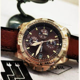 Fossil Bronson Chronograph Brown Dial Brown Leather Strap Watch for Men - FS5857