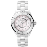 Chanel J12 Quartz Diamonds Pink Dial White Steel Strap Watch for Women - J12 H5513