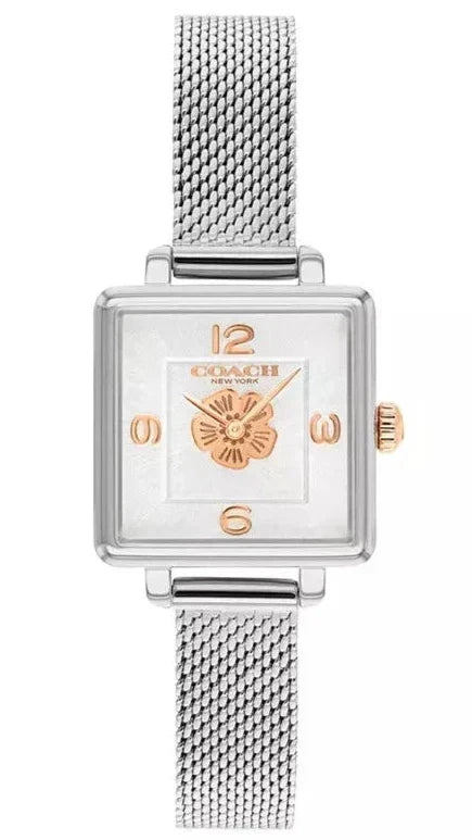 Coach Cass White Dial Silver Mesh Bracelet Watch for Women - 14503697