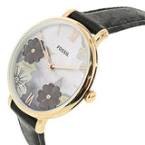 Fossil Jacqueline Mother of Pearl Dial Black Leather Strap Watch for Women - ES4535