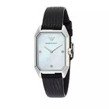 Emporio Armani Gioia Analog Mother of Pearl Dial Black Leather Strap Watch For Women - AR11148