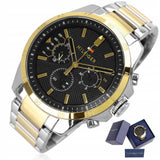 Tommy Hilfiger Decker Chronograph Black Dial Two Tone Steel Strap Watch for Men - 1791559