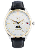 Tommy Hilfiger Oliver Analog Silver Dial Black Leather Strap Watch for Men - 1791305