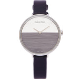 Calvin Klein Rise White Grey Dial Black Leather Strap Watch for Women - K7A231C3