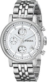 Fossil Boyfriend Chronograph Silver Dial Silver Steel Strap Watch for Women - ES2198