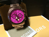 Michael Kors Runway Pink Dial Rose Gold Steel Strap Watch for Women - MK5931