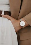 Daniel Wellington Classic Petite Evergold White Dial Gold Mesh Bracelet Watch For Women - DW00100350