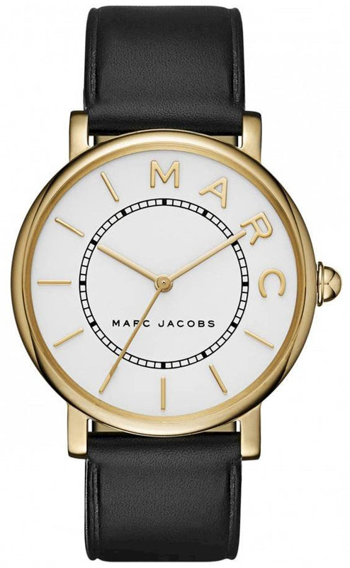 Marc Jacobs Roxy White Dial Black Leather Strap Watch for Women - MJ1532
