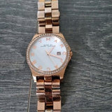 Marc Jacobs Henry Diamonds White Dial Rose Gold Steel Strap Watch for Women - MBM3079