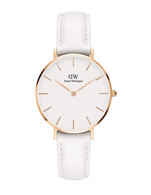 Daniel Wellington Petite Bondi White Dial White Leather Strap Watch for Women - DW00100189