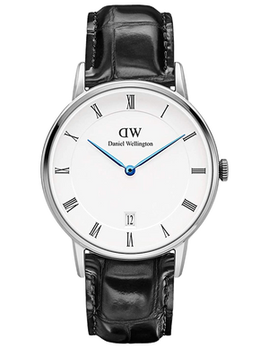 Daniel Wellington Dapper Reading Quartz White Dial Black Leather Strap Watch For Women - DW00100117
