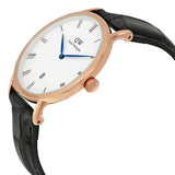Daniel Wellington Dapper Reading White Dial Black Leather Strap Watch For Men - DW00100107