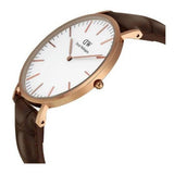 Daniel Wellington Classic York White Dial Brown Leather Strap Watch For Men - DW00100011