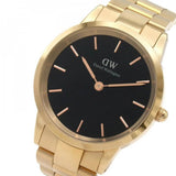 Daniel Wellington Iconic Link Black Dial Rose Gold Steel Strap Watch For Men - DW00100344