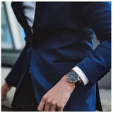 Daniel Wellington Classic Sheffield Black Dial Black Leather Strap Watch For Men - DW00100127