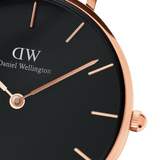 Daniel Wellington Petite Ashfield Black Dial Black Mesh Strap Watch for Women - DW00100307