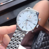 Emporio Armani Chonograph SIlver Dial Silver Steel Strap Watch For Men - AR1933