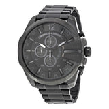 Diesel Mega Chief Chronograph Black Dial Black Steel Strap Watch For Men - DZ4355