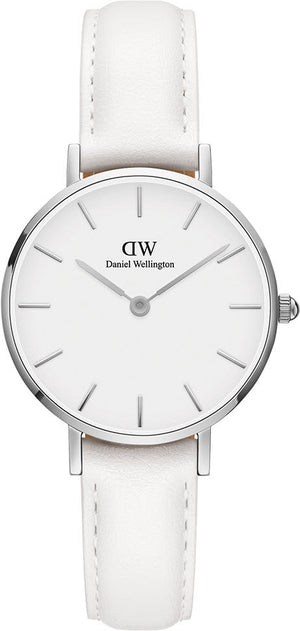 Daniel Wellington Petite Bondi White Dial White Leather Strap Watch For Women - DW00100250