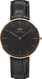Daniel Wellington Classic Reading Black Dial Black Leather Strap Watch For Women - DW00100141