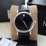 Movado Museum Black Dial Black Leather Strap Watch For Men - 2100002