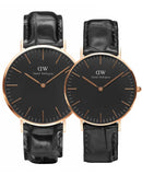 Daniel Wellington Classic Reading Black Dial Black Leather Strap Watch For Men - DW00100129